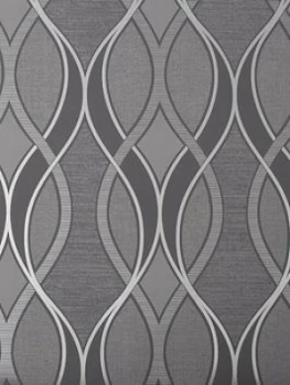 Sublime Ribbon Geo Charcoal Wallpaper