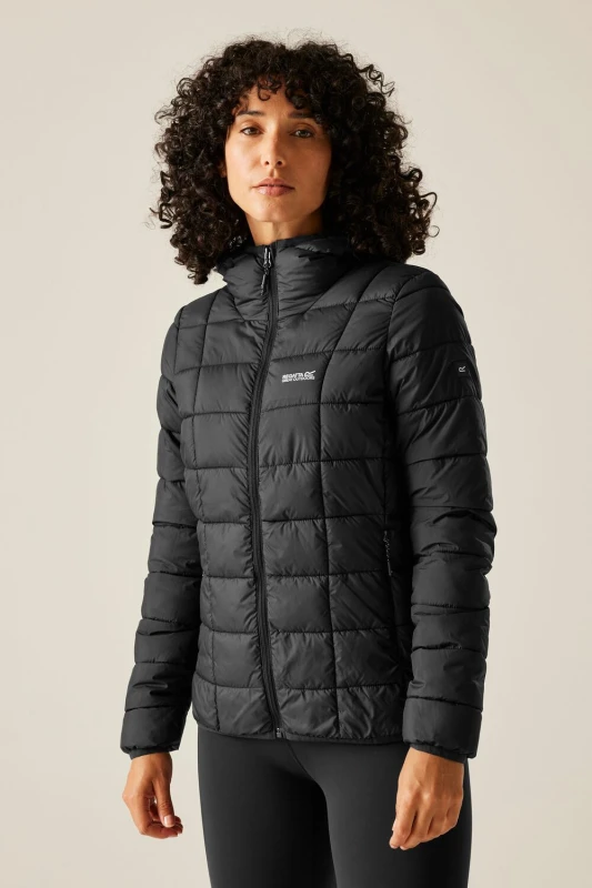 Image of Regatta Womens Asper Hooded Water-Repellent Insulating Padded Jacket in Jet Black Size: 10 Jet Black Female 10