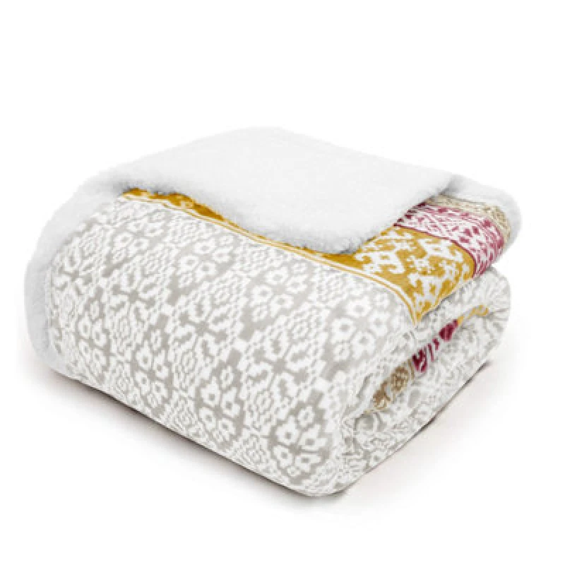 Image of Velosso Textured Sherpa Throw Blanket With Tassled Edging For Sofa, Bed, Cosy Winter Essential, 130Cm X 180Cm - Grey