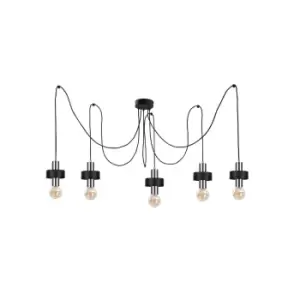 Unica Cluster Pendant Ceiling Light Black, Silver, 5x E27