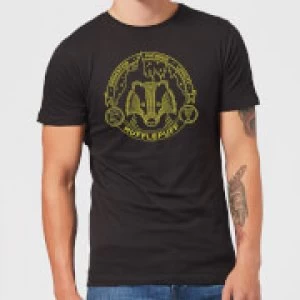 Image of Harry Potter Hufflepuff Badger Badge Mens T-Shirt - Black