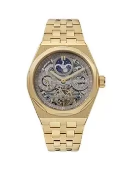 image of Ingersoll The Broadway Automatic Mens Watch With Pale Brown Dial And Stainless Steel Gold Bracelet - I12902