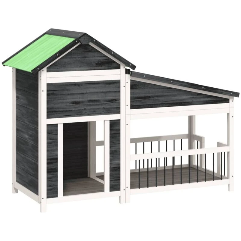 Image of VIDAXL Dog Kennel Grey 143x60.5x109cm Solid Wood Pine Vidaxl 8720845798369