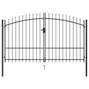 image of Vidaxl Fence Gate Double Door With Spike Top Steel 3X2 M Black