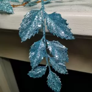 Image of 1.8m Ice Blue Glitter Leaf Garland Christmas Decoration