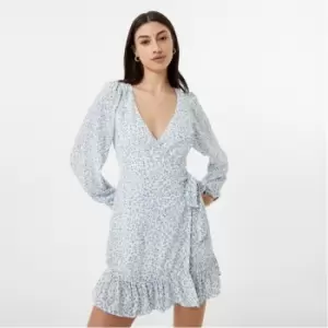 image of Jack Wills Wrap Frill Mini Dress - Multi