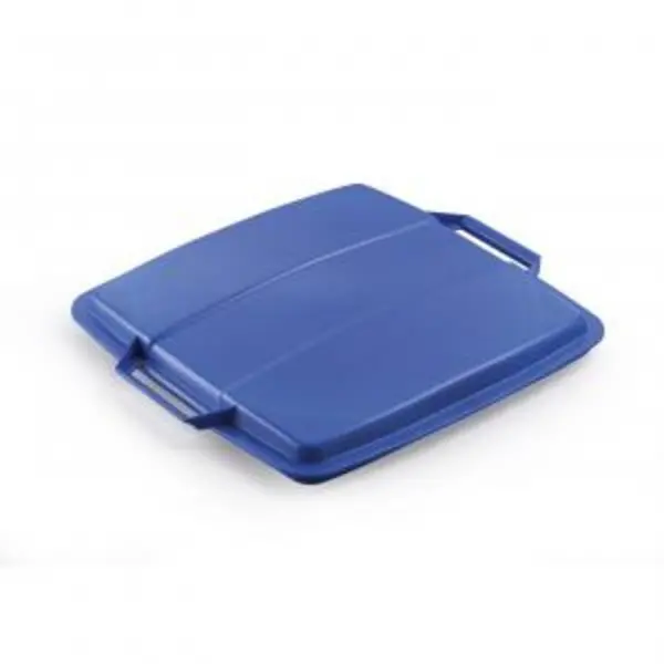 Image of DURABIN Plastic Waste Bin 90 Litre Grey with Blue Lid - VEH2012031 EXR28496DR