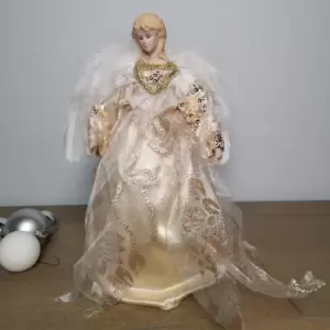 Image of 30cm Premier Christmas Tree Topper Angel Decoration with Feather Wings in Gold