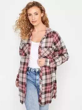 Image of Long Tall Sally Raglan Check Print Shirt - Pink, Size 14, Women