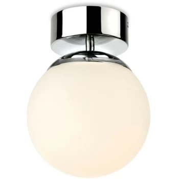 image of Firstlight - Brook Bathroom Globe LED Flush Ceiling Fitting Chrome with Opal White Glass IP44