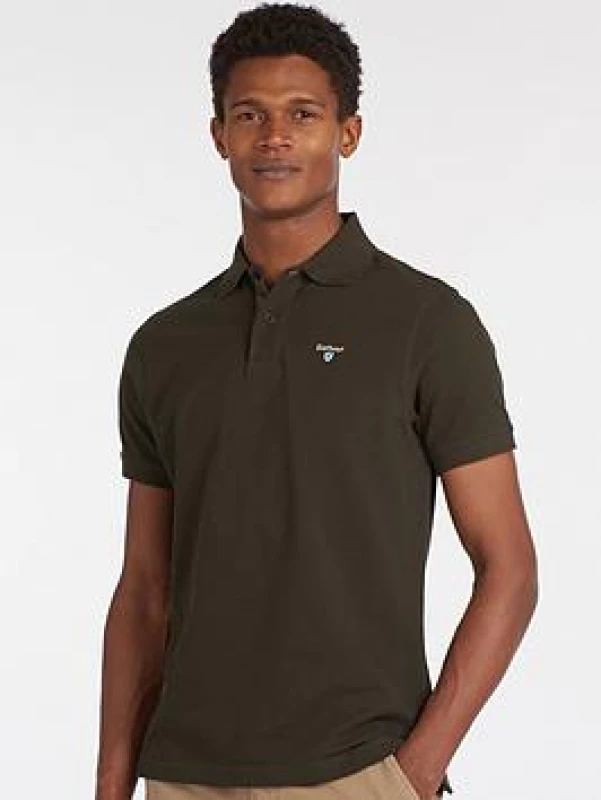 Image of Barbour Tartan Pique Polo Shirt Forest Green S