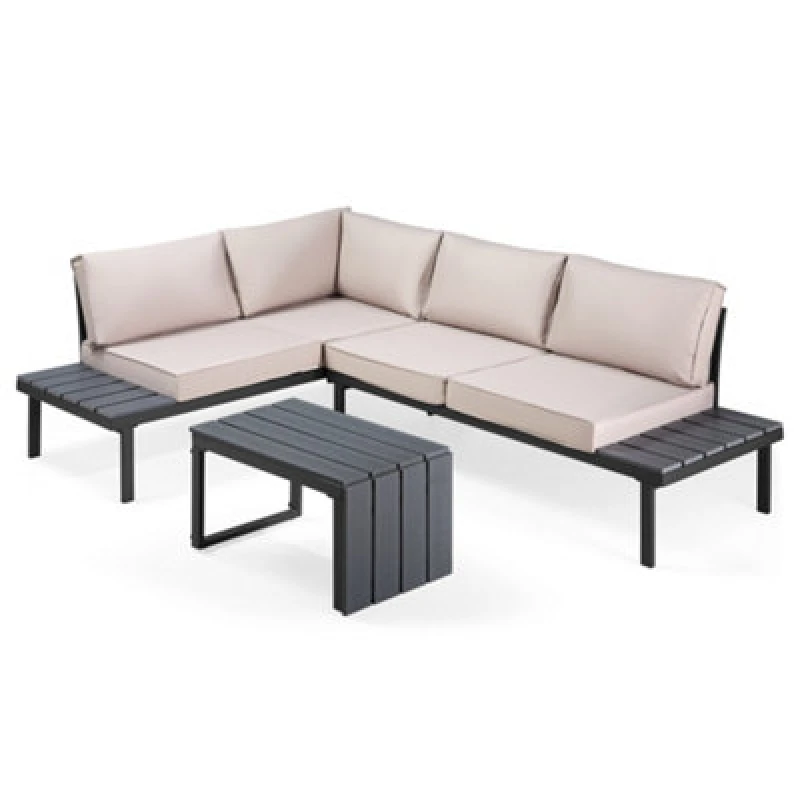 Image of Vonhaus Garden Furniture Set, Modular Outdoor Sofa Set With Coffee Table, 3 In 1 Multi-Use Patio Lounge Set With Daybed & Lounger
