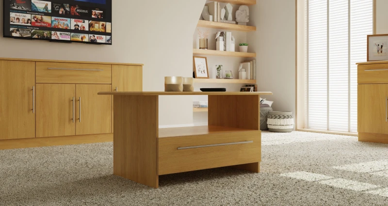 Image of Ready Assembled Oak Effect 1 Drawer Coffee Table (H)495mm (W)40mm