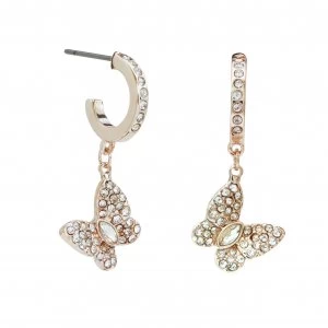 image of Lipsy Rose Gold Plated Crystal Butterfly Drop Earrings