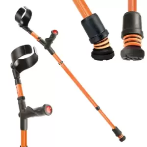 Image of Flexyfoot Comfort Grip Double Adjustable Crutch - Orange - Right