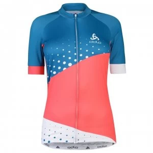 image of Odlo Womens Short Sleeve Performance Jersey - Dubarry/Red