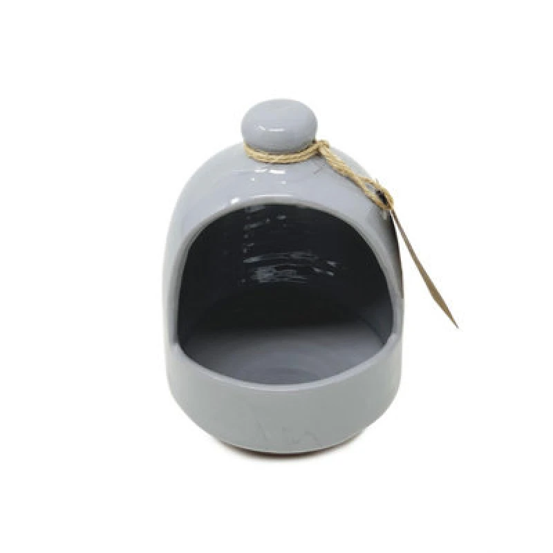 Image of Verano Spanish Ceramics Rustic Pastel Fully Dipped Terracotta Kitchen Dining Salt Pig Grey (D) 11Cm