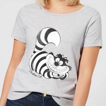 Image of Disney Alice In Wonderland Cheshire Cat Mono Womens T-Shirt - Grey - M