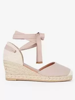 image of Barbour Candice Espadrille Tie Ankle Wedge Sandal - Nude, Beige, Size 3, Women