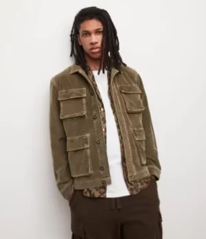 Image of AllSaints Mens Howichi Corduroy Jacket, Teakwood Brown, Size: M