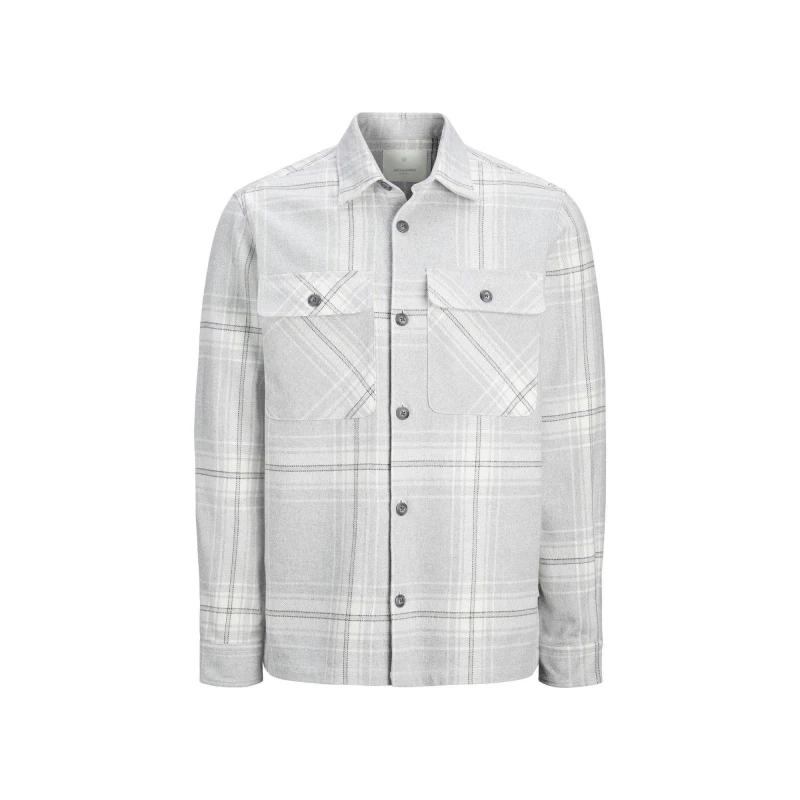 Image of Jack and Jones Raymond Check Long Sleeve Shirt Grey Melange male Lge
