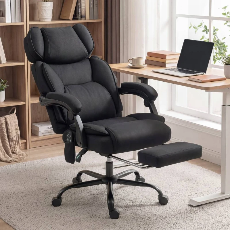 Image of HOMCOM Vibration Massage Office Chair w/ Heat Reclining Function, Black Unisex
