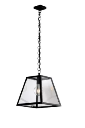 Image of Lexington Lantern Ceiling Pendant, Black, Transparent, E27