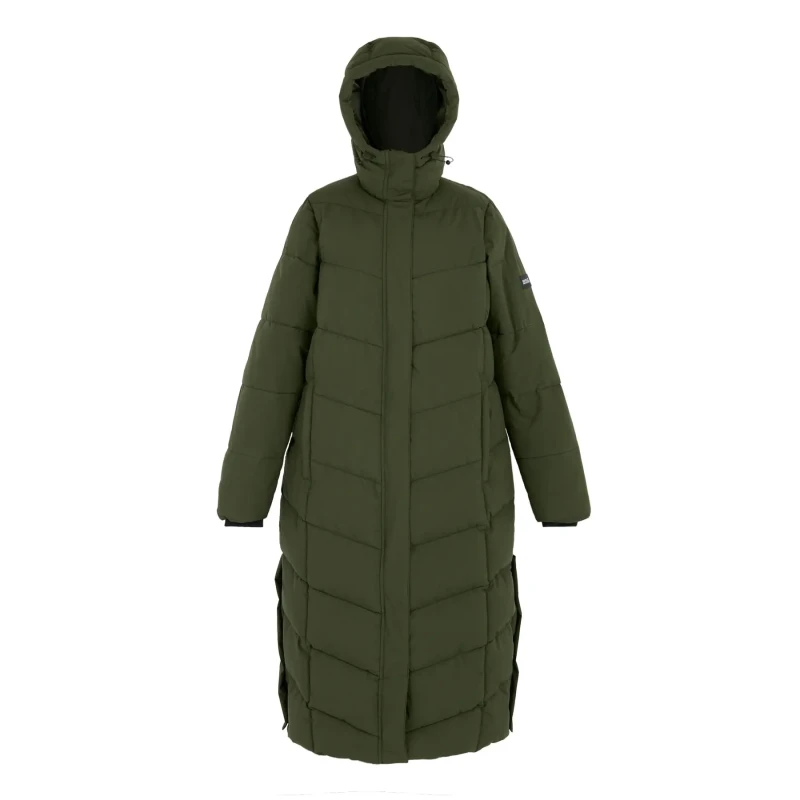 Image of Regatta Womens Eloria Longline Hooded Insulating Quilted Jacket in Green Size: 20 Green Female 20