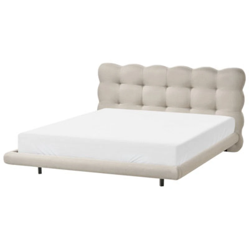 Image of Beliani Bed Fabric Soulisse 160 X 200 Cm (Eu King Size) Beige