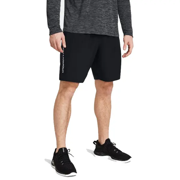 Image of Under Armour Mens Woven Wordmark Sports Shorts L - Waist 34-36' (86.4-91.4cm) Black White 1383356-001-L