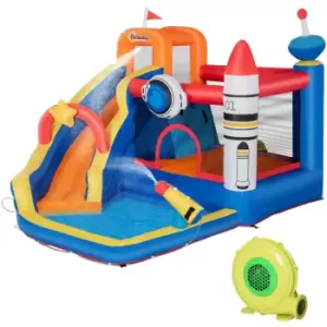 image of 5 in 1 Kids Bouncy Castle Large Water Slide Water Gun with Air Blower - Outsunny