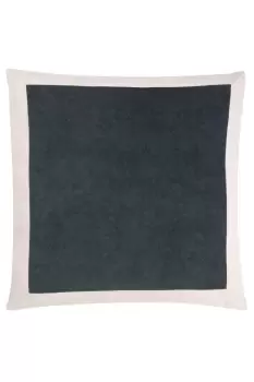 image of Auden Linen Bordered Velvet Polyester Filled Cushion