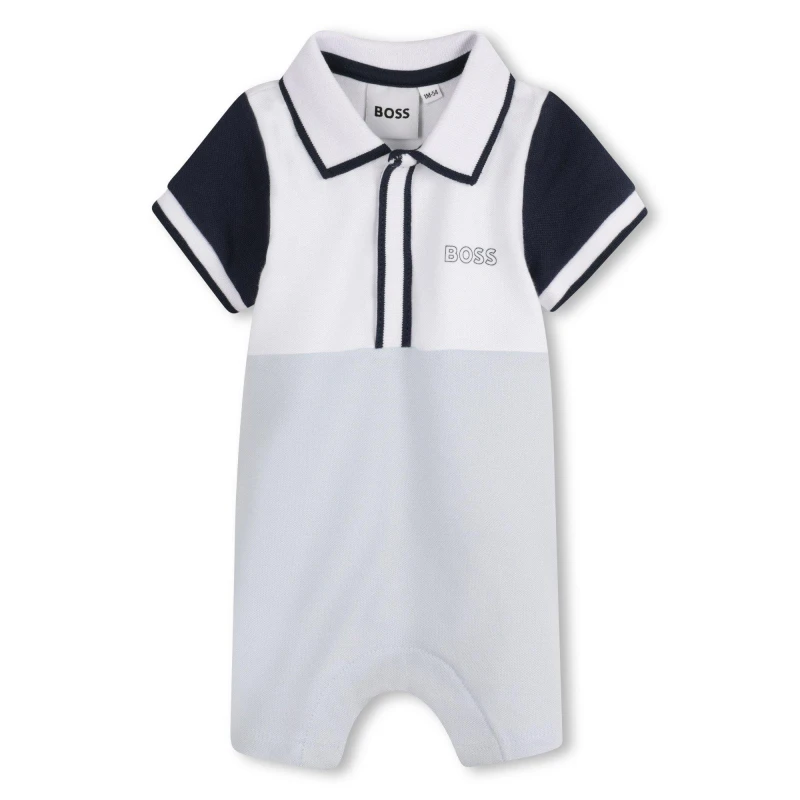 Image of Boss Polo Shirt All In One Babies - Blue Blue Baby (0 - 3 Mths)