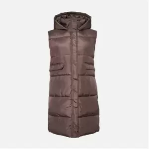 Missguided Plus Size Recycled Longline Puffer Gilet - Brown