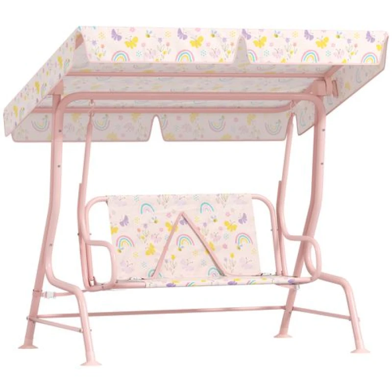 Image of AIYAPLAY AIYAPLAY Kids Garden Swing Chair, Swing Seat with Adjustable Canopy, Pink