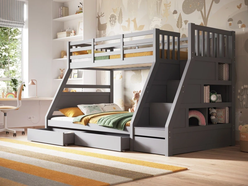 Image of Flair Lunar Wooden Triple Bunk Bed Grey
