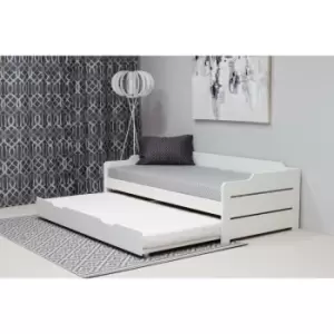 image of Copella White Guest Bed With Trundle and Orthopaedic Mattresses