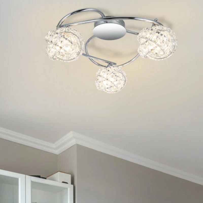 Image of Cosylyte Mirri 3 Light Modern Glass Beaded Shade Ceiling Light - Chrome Base