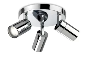 image of Pinnacle 3 Light Spotlight Flush Fitting Polished Chrome IP44