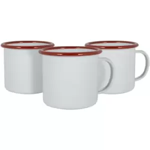 image of Argon Tableware - White Enamel Mugs - 375ml - Red - Pack of 6