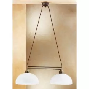 Image of 14kolarz - nonna cozy style chandelier in antique brass, 2 bulbs, IP20