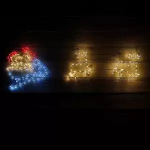 Image of Samuel Alexander - 2D LED Sleigh & Reindeer Silhouette Christmas Decoration in Red, Ice White and Warm White