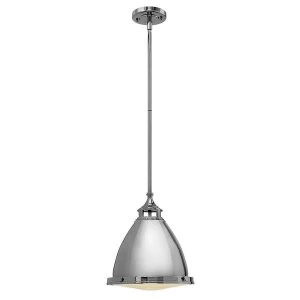 image of 1 Light Medium Dome Ceiling Pendant Polished Nickel, E27