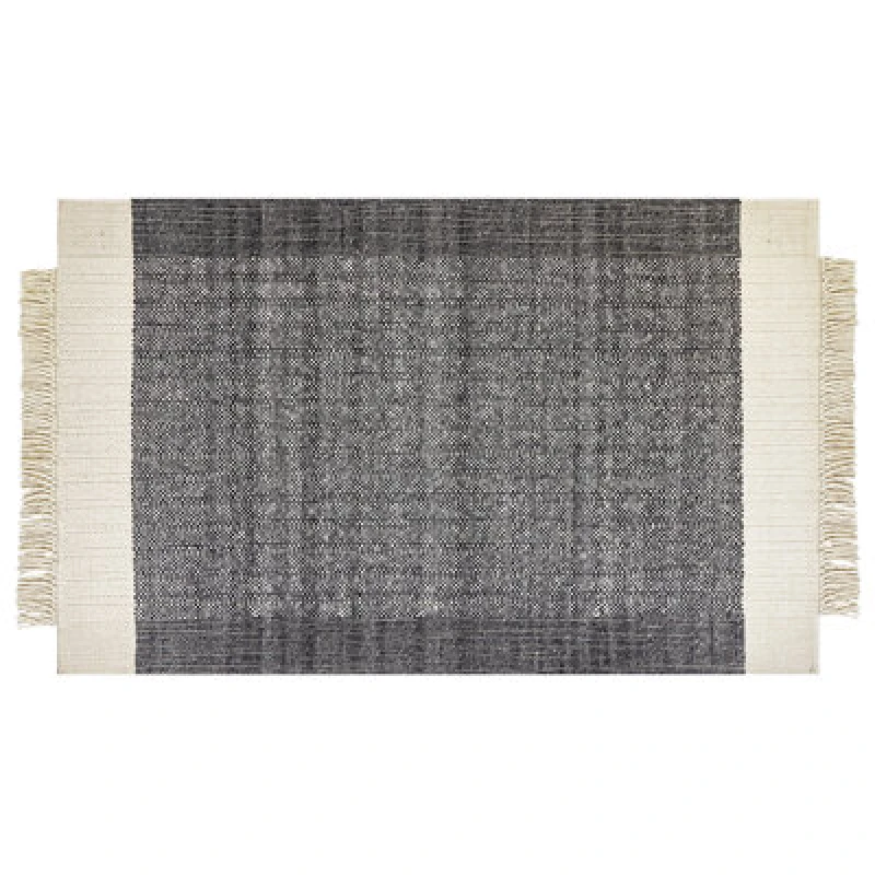 Image of Beliani Rug Atlanti Black 140 X 200 Cm Wool