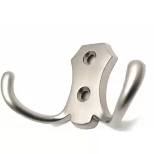 Image of Small Double Coat Hanger Hook Door Wall Bath BK24 Model - Colour Satin - Pack of 10