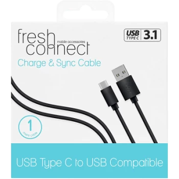 Image of FRESH CONNECT 1M TYPE C CABLE - BLACK for Phones