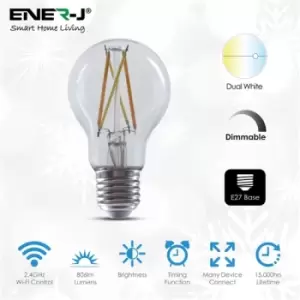 image of Ener-J 8.5W Smart WiFi Filament bulb, CCT Changeable & Dimming, 700 lumens. E27 holder