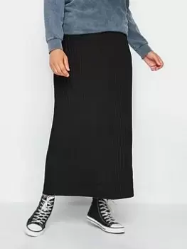 Image of Yours Yours Rib Skirt Black, Size 34-36, Women