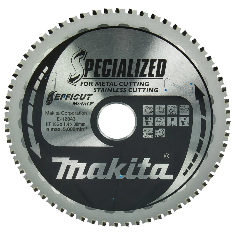 Image of Makita SPECIALIZED Efficut Metal Circular Saw Blade E-12843 Diameter: 185mm