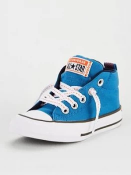 image of Converse Chuck Taylor All Star Street Mid Childrens Trainers, Blue/White, Size 1